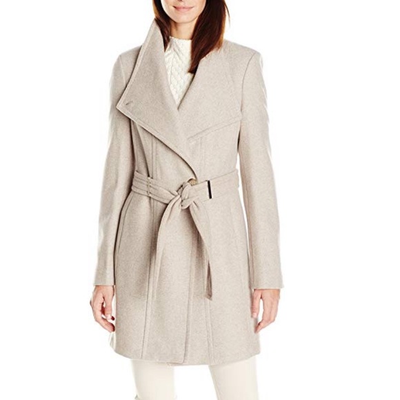 Calvin Klein Jackets & Blazers - Calvin Klein wool wrap coat beige detachable belt